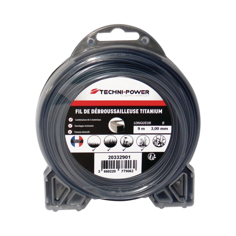 FIL NYLON DOUBLE PEAU TECHNI POWER TITANIUM Ø3,0 MM / 9 M FIL NYLON DOUBLE PEAU TECHNI POWER TITANIUM Ø3,0 MM / 9 M