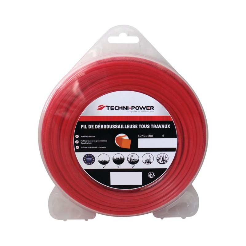 FIL NYLON CARRE Ø2,4MM BLISTER DE 15M TECHNI-POWER FIL NYLON CARRE Ø2,4MM BLISTER DE 15M TECHNI-POWER