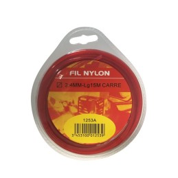 FIL NYLON CARRE 15M 2,4MM ROUGE DEVIDOIR