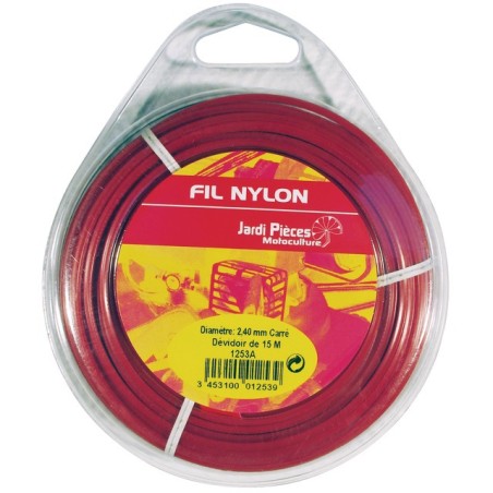 FIL NYLON CARRE 15M 1,6MM ROUGE DEVIDOIR