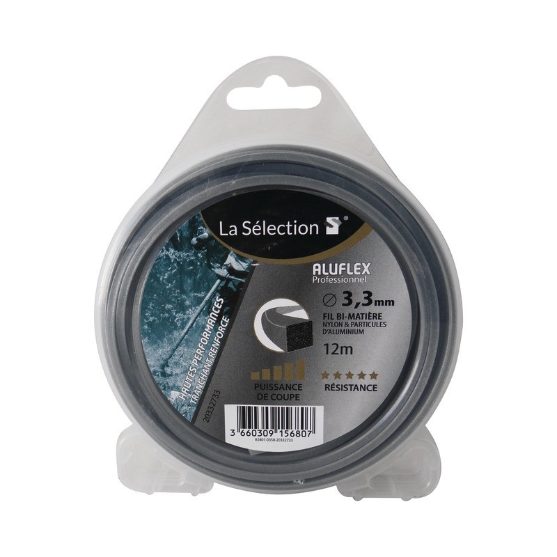 FIL NYLON CARRE ALUFLEX Ø3,3MM 12M FIL NYLON CARRE ALUFLEX Ø3,3MM 12M