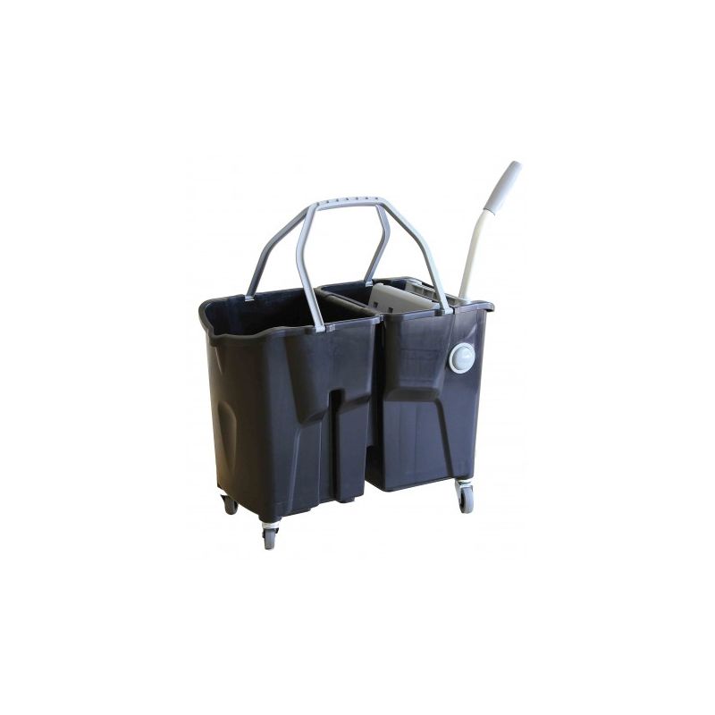 Chariot de lavage Bi Bac CLEVY / 2x15L Noir Avec presse Chariot de lavage Bi Bac CLEVY / 2x15L Noir Avec presse