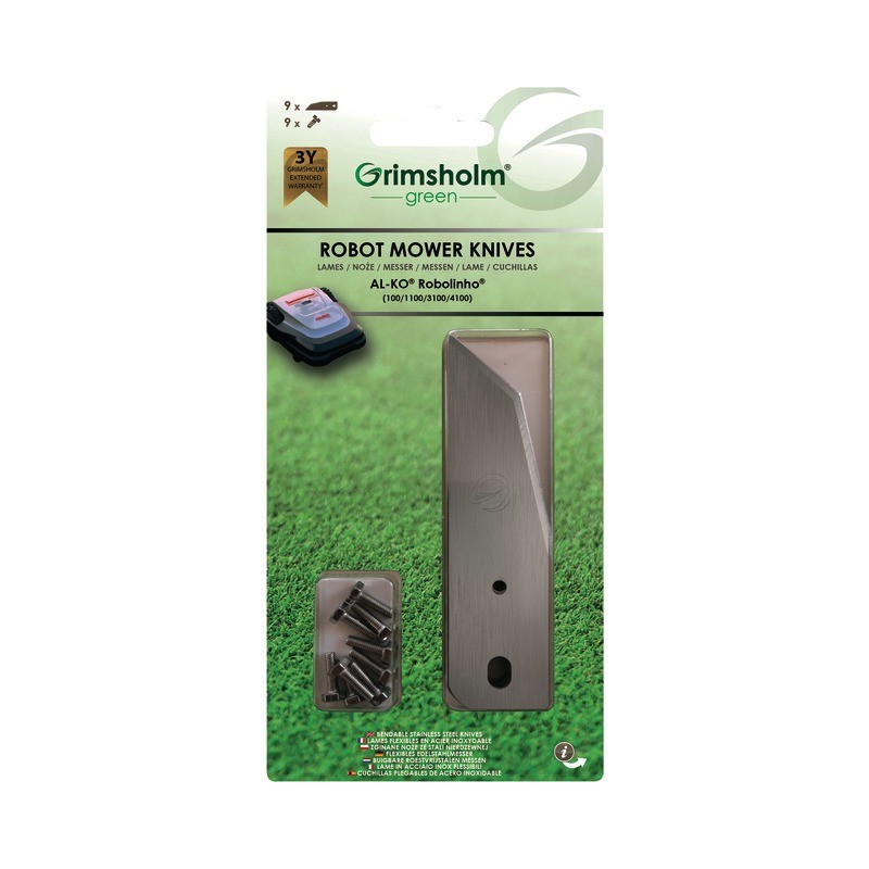 LAMES POUR AL-KO ROBOLINHO 100,1100 LE BLISTER DE 9 LAMES POUR AL-KO ROBOLINHO 100,1100 LE BLISTER DE 9