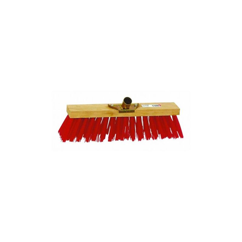 Balai cantonnier PVC rouge / Monture bois avec douille métal Balai cantonnier PVC rouge / Monture bois avec douille métal