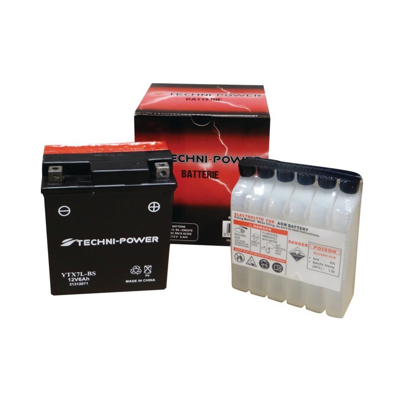 BATTERIE TYPE YTX7L-BS (+ A DROITE) AVEC PACK ACIDE BATTERIE TYPE YTX7L-BS (+ A DROITE) AVEC PACK ACIDE