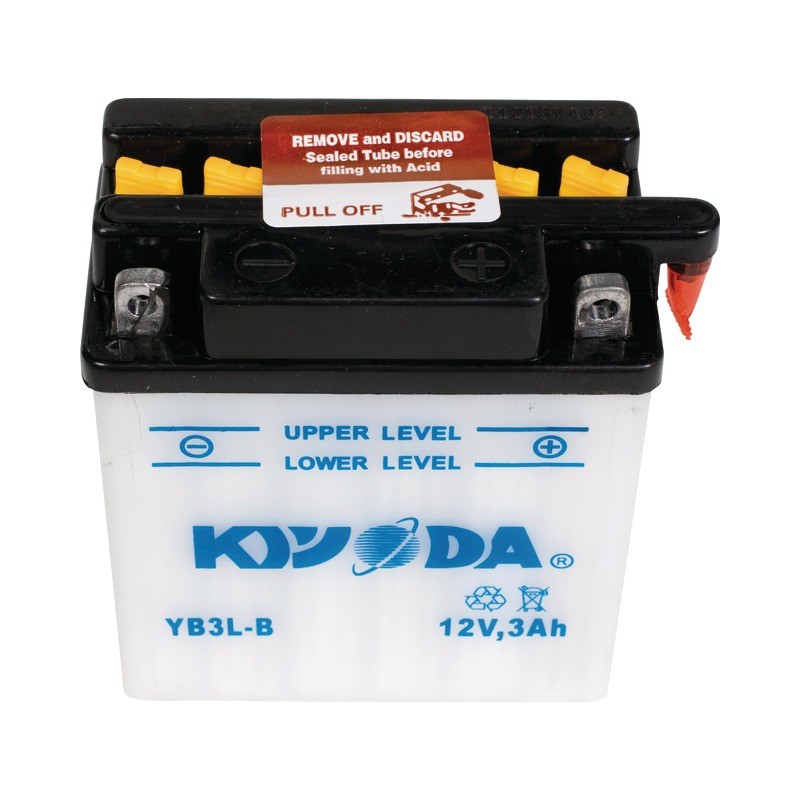 BATTERIE MOTO YB3L-B + 1 BIDON DE 1L D"ACIDE BATTERIE MOTO YB3L-B + 1 BIDON DE 1L D"ACIDE