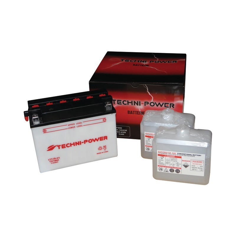 BATTERIE TYPE 12N18-4A (+ A GAUCHE) AVEC PACK ACIDE BATTERIE TYPE 12N18-4A (+ A GAUCHE) AVEC PACK ACIDE