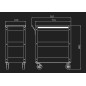 Chariot de 3 étagères + 1 tiroir