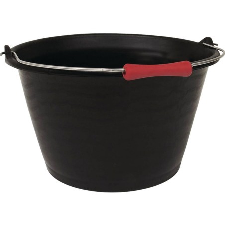 SEAU ROND POLYETYLENE NOIR 18 LITRES AVEC ANSE ET POIGNEE PLASTIQUE