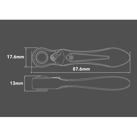 Cliquet 1/4  paume de main  60 dents  L: 87.6mm