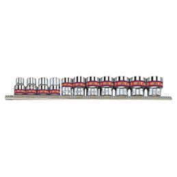 Jeu de 11 douilles en pouces 1/4 12 pans sur Rack