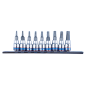 Jeu de douilles tournevis Torx 1/4 sur rail - 9 pièces Jeu de douilles tournevis Torx 1/4 sur rail - 9 pièces