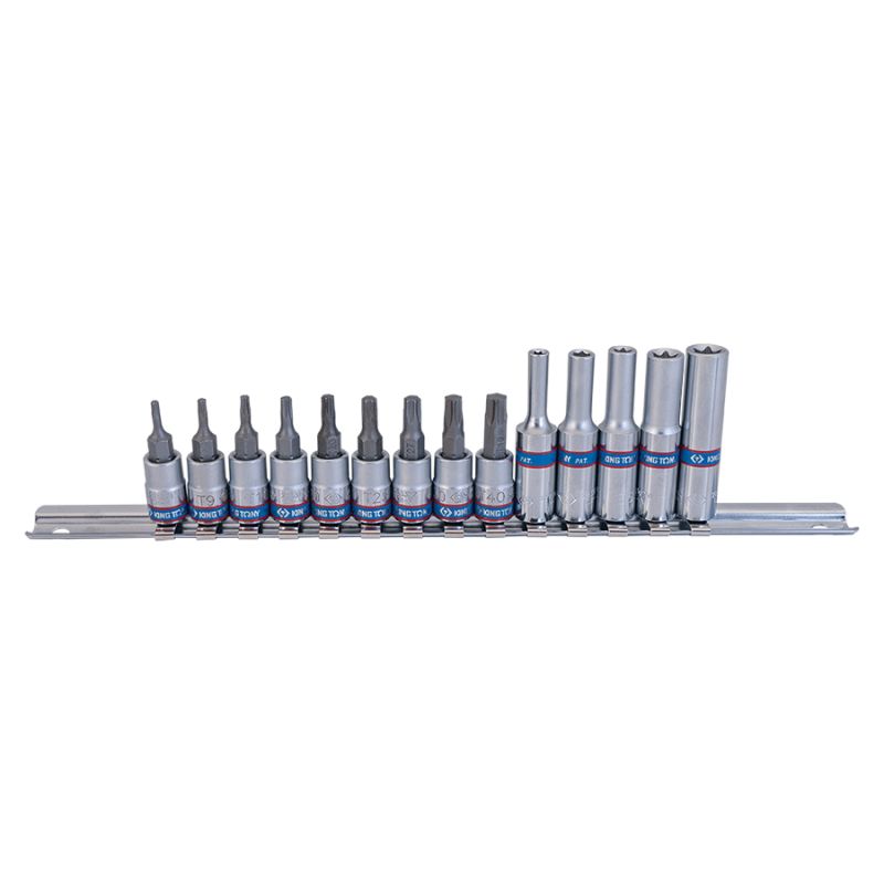 Rail de douilles 1/4 Torx 14 pièces - mâles & femelles Rail de douilles 1/4 Torx 14 pièces - mâles & femelles