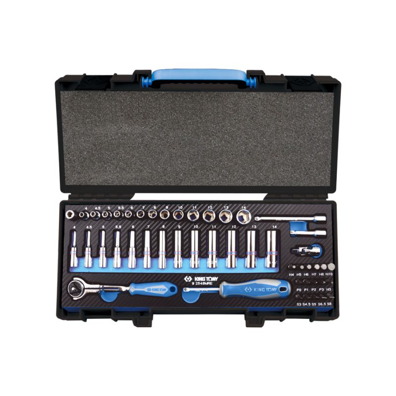 Coffret de douilles et accessoires1/4 6 pans EVAWAVE - 48 pièces Coffret de douilles et accessoires1/4 6 pans EVAWAVE - 48 pièces