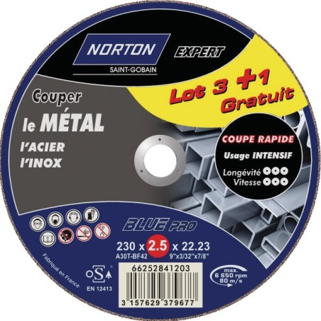 DISQUE À TRONÇONNER MÉTAL/INOX 230 X 1,9 X 22,2 MM BLUE PRO