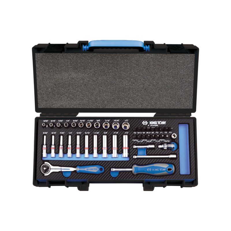 Coffret de douilles et accessoires1/4 6 pans EVAWAVE - 44 pièces Coffret de douilles et accessoires1/4 6 pans EVAWAVE - 44 pièces