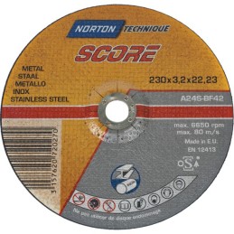 DISQUE À TRONÇONNER MÉTAL/INOX 230 X 3,2 X 22,2 MM SCORE