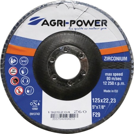 DISQUE A LAMELLES 125X1 GR60 ZIRCONIUM AGRI-POWER