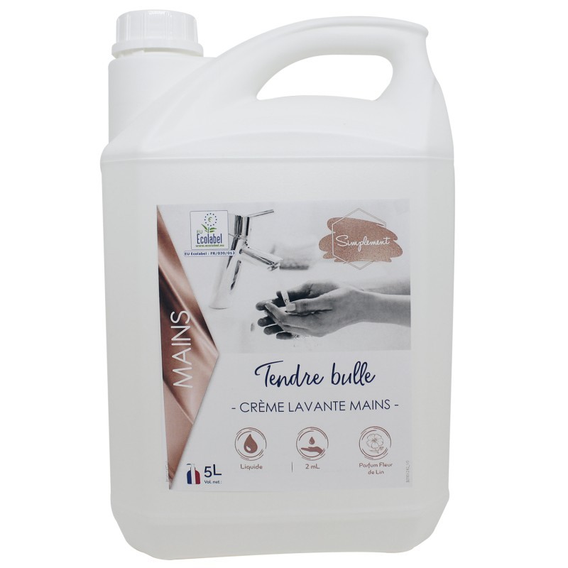 Crème lavante mains Ecolabel - Parfum fleur de lin - Bidon 5L Crème lavante mains Ecolabel - Parfum fleur de lin - Bidon 5L
