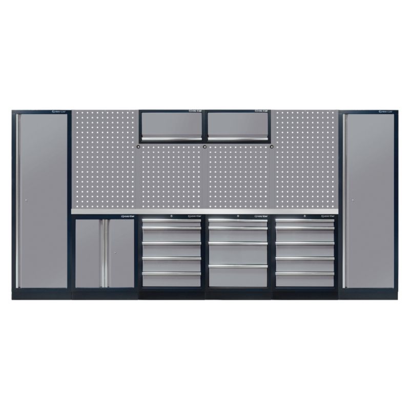 Mobilier d'atelier complet gris plan de travail inox Mobilier d'atelier complet gris plan de travail inox