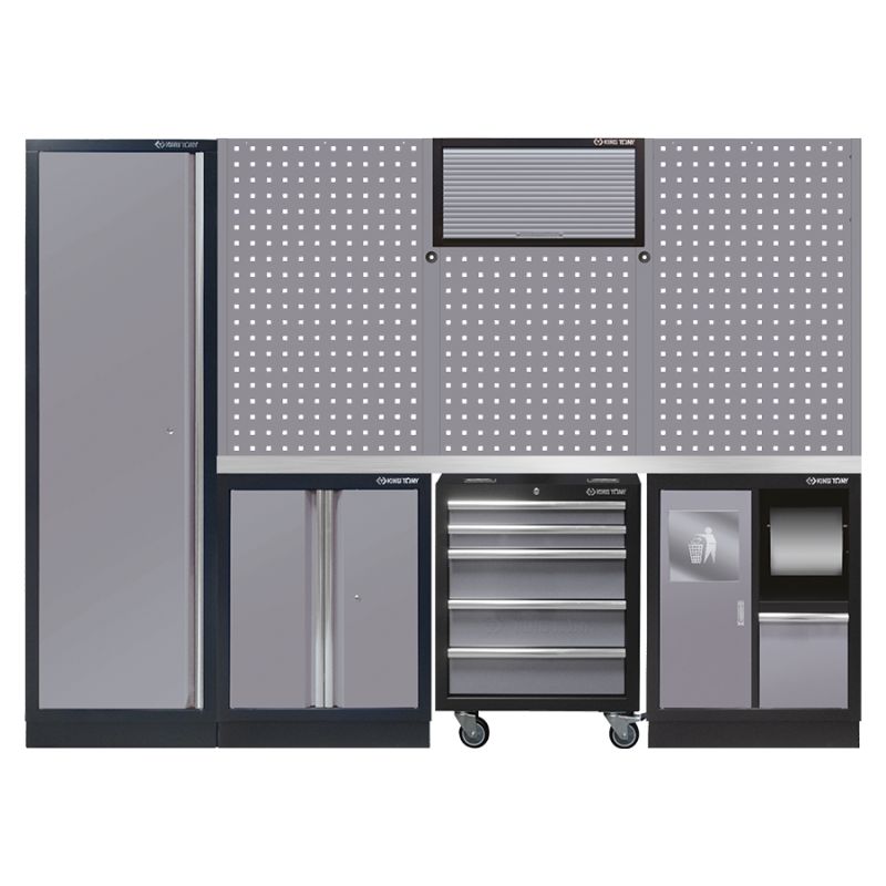 Mobilier d'atelier 3 meubles bas - gris plan de travail inox Mobilier d'atelier 3 meubles bas - gris plan de travail inox