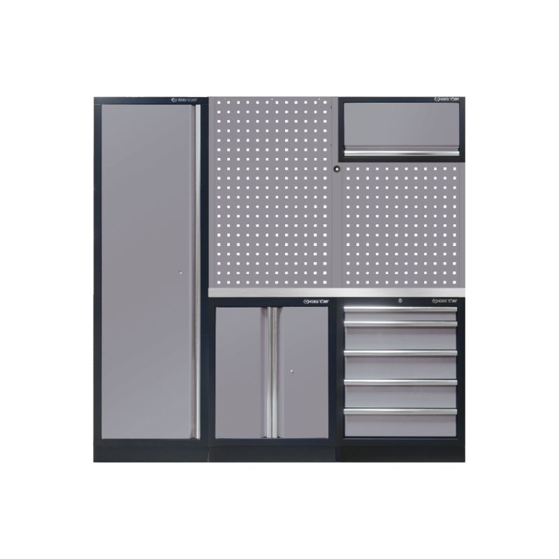 Demi mobilier d'atelier option gauche - gris plan de travail inox Demi mobilier d'atelier option gauche - gris plan de travail inox