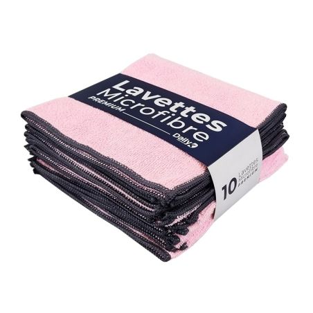 DKMULTI Lavette microfibre rose 38x38 - Sachet de 10