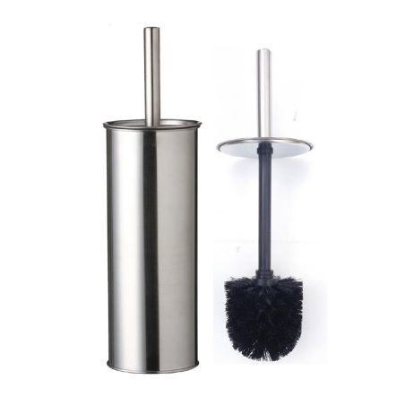 Combiné WC inox avec brosse en fibre noire