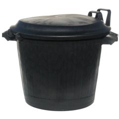 poubelle immeuble basse ronde noire Premium 75L en PE avec couvercle