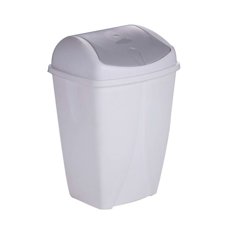 Poubelle plastique blanche à couvercle basculant 25L Poubelle plastique blanche à couvercle basculant 25L