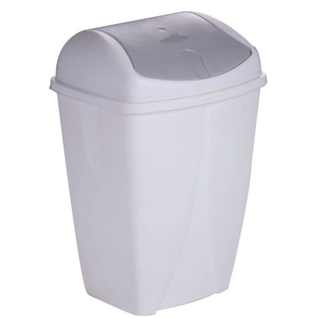 Poubelle plastique blanche à couvercle basculant 25L