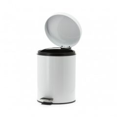 Poubelle en métal laqué blanc à pédale 5L