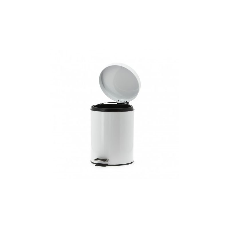 Poubelle en métal laqué blanc à pédale 5L Poubelle en métal laqué blanc à pédale 5L