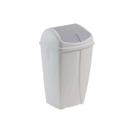 Poubelle plastique blanche à couvercle basculant 50L SWING