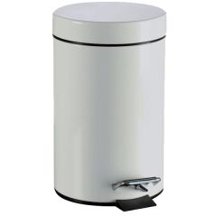 Poubelle en métal laqué blanc à pédale 30L