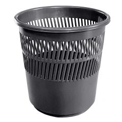 Corbeille à papier ajourée 14L - Polypropylène recyclé - Gris anthracite