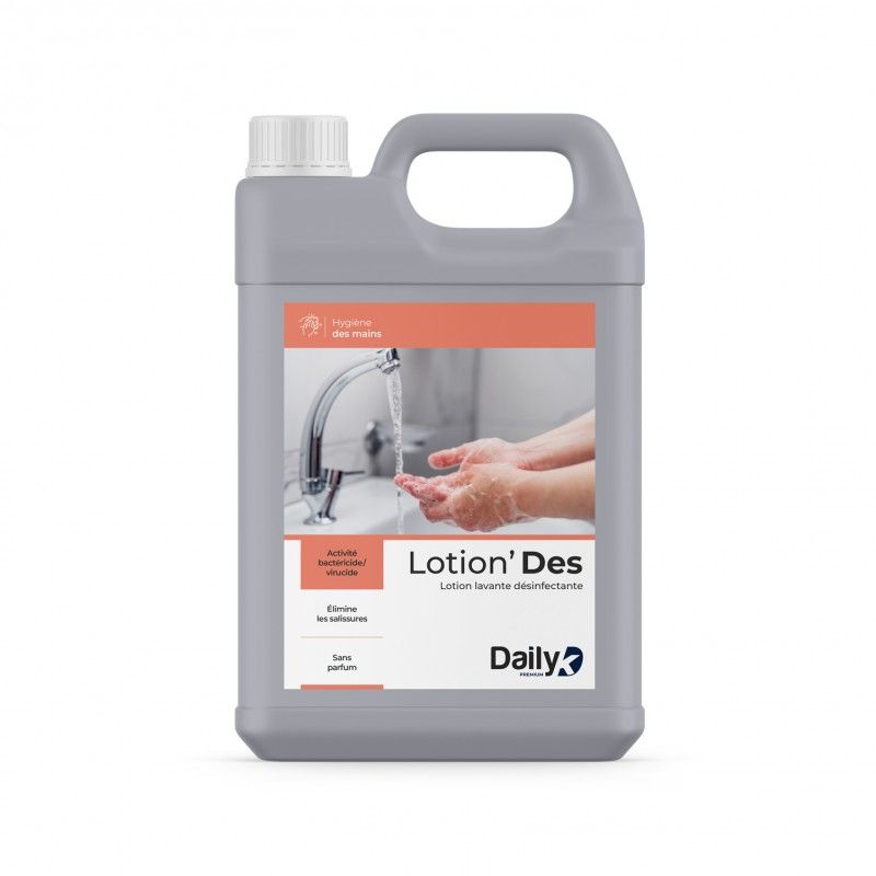 Lotion Lavante Désinfectante Mains - Sans Parfum - Bidon de 5L - Lotion' Des Daily Premium