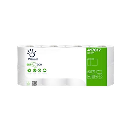 Papier toilette (petit rouleau) 250 feuilles 3 plis g/c pure ouate Ecolabel BIOTECH - Colis 56 rouleaux