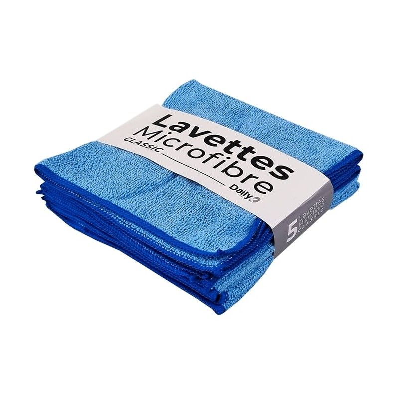 Lavettes Microfibre Classic Daily START – 38 x 38 cm – Absorption & Polyvalence (Lot de 5)