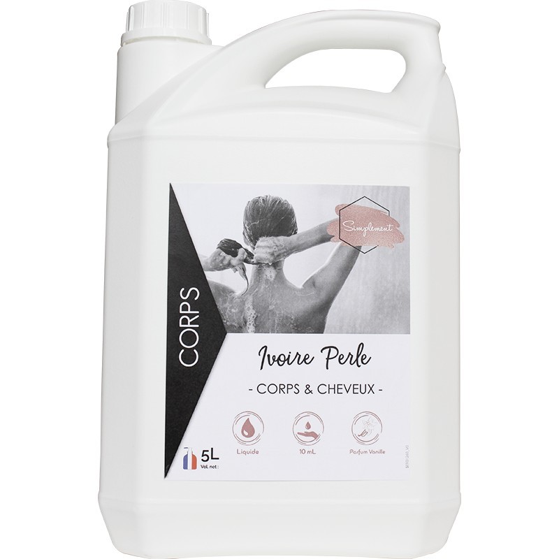 Gel douche corps et cheveux - Parfum vanillé - Bidon 5L Gel douche corps et cheveux - Parfum vanillé - Bidon 5L