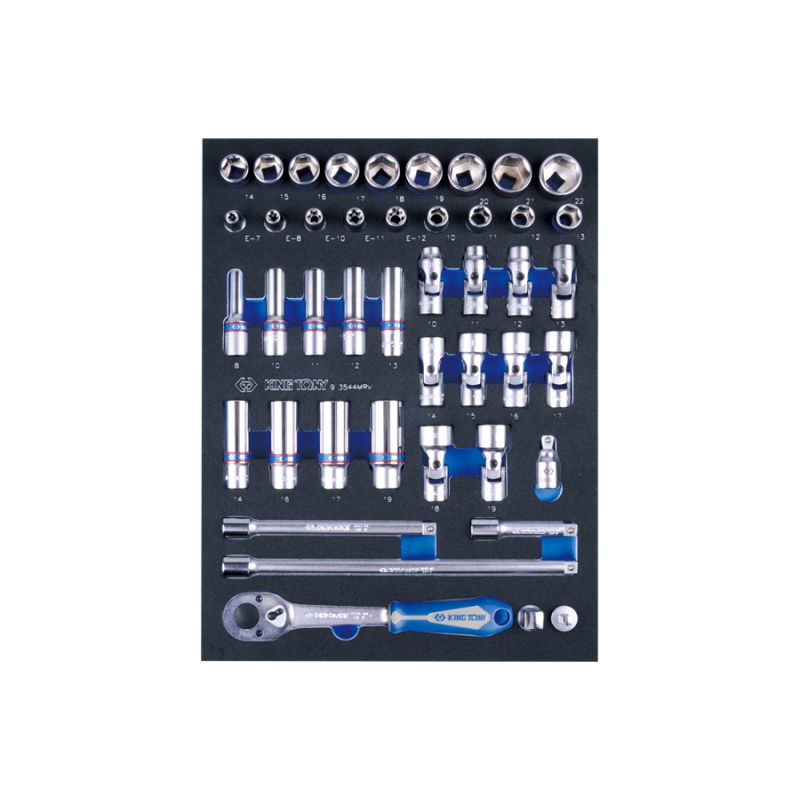 Module mousse + PP 44 pièces douilles 3/8 et accessoires Module mousse + PP 44 pièces douilles 3/8 et accessoires