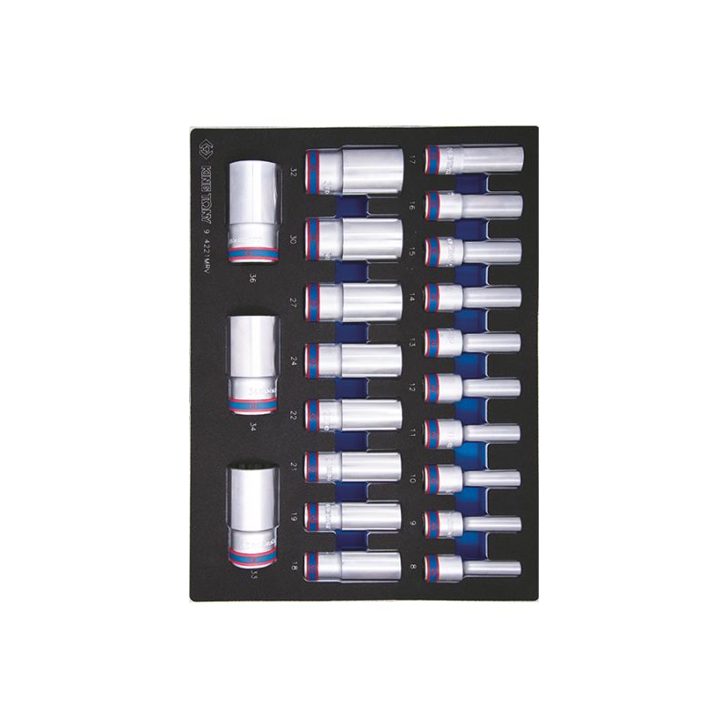 Module mousse + PP21 pièces douilles longues 1/2 12pans Module mousse + PP21 pièces douilles longues 1/2 12pans
