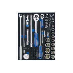 Module mousse60 pièces douilles 1/4 & 1/2 et accessoires