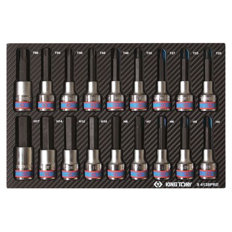 Module mousse + PP18 pièces douilles 1/2 Torx--6 pans Mâles
