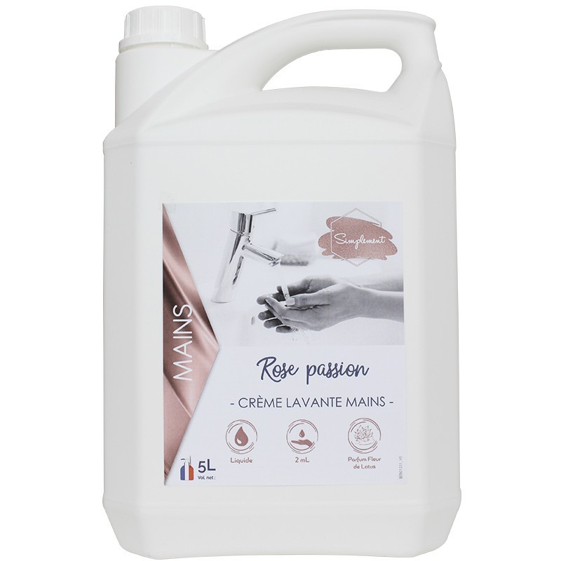 Crème lavante mains rose - Parfum floral - Bidon 5L Crème lavante mains rose - Parfum floral - Bidon 5L