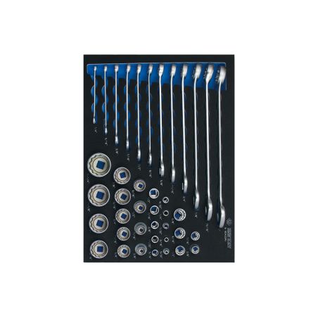 Module mousse + PP douilles et clés mixtes en pouces 1/2+1/4 40 pcs