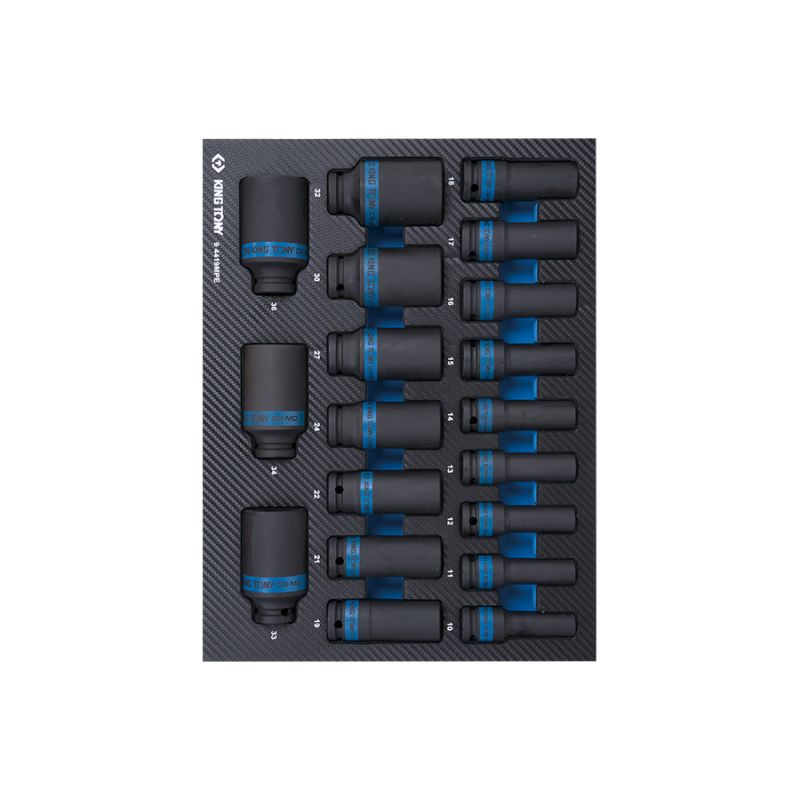 Module mousse + PP 19 pièces douilles chocs longues 1/2 Module mousse + PP 19 pièces douilles chocs longues 1/2