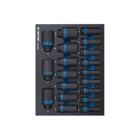 Module mousse + PP 19 pièces douilles chocs longues 1/2