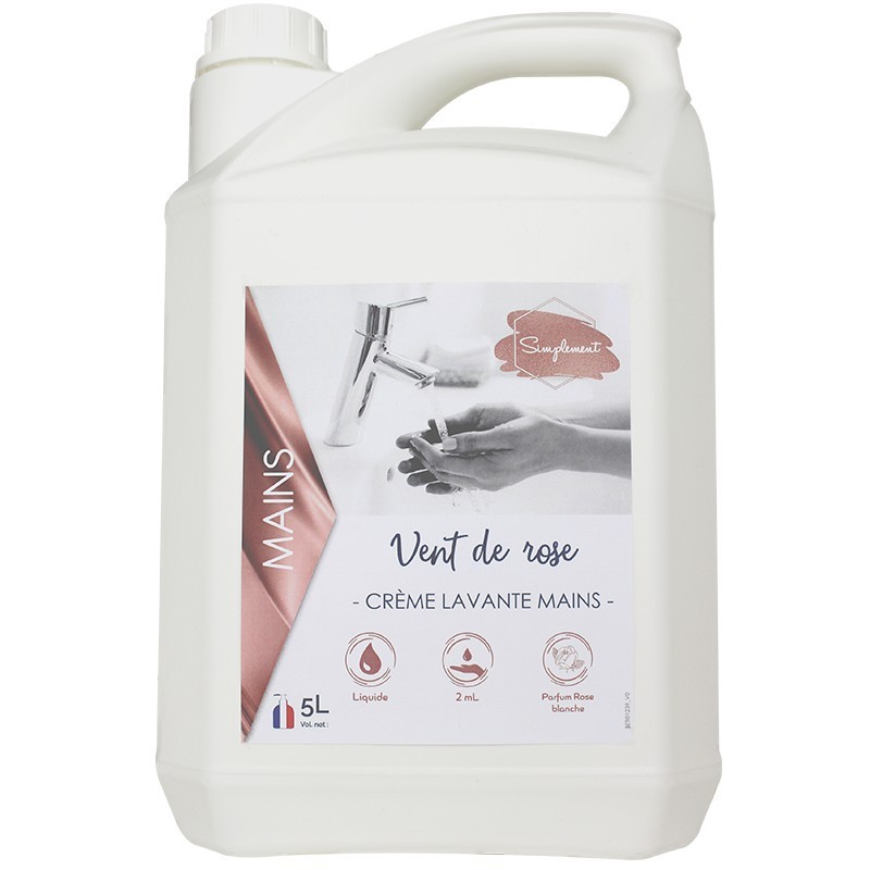 Crème lavante mains nacrée - Parfum rose blanche - Bidon 5L Crème lavante mains nacrée - Parfum rose blanche - Bidon 5L