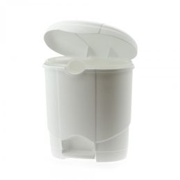 Poubelle plastique blanche arrondie à pédale 4L